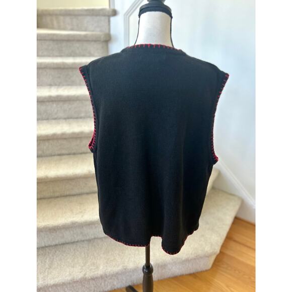 Vintage Snowman Applique & Embroidery Button Up Vest - Picture 2 of 5